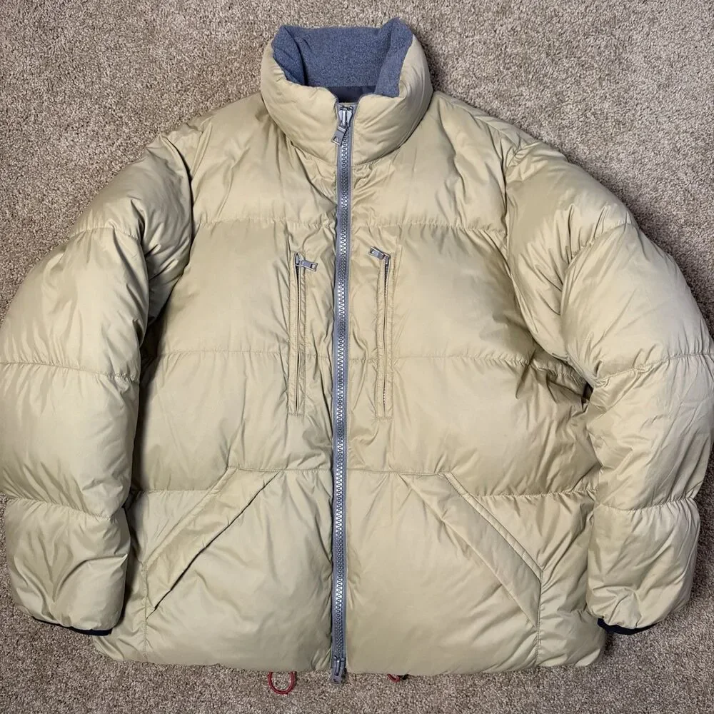 Nautica Men’s Puffer Coat 80% Down‎ 20% Waterfowl Feather Beige Sz L EUC Winter